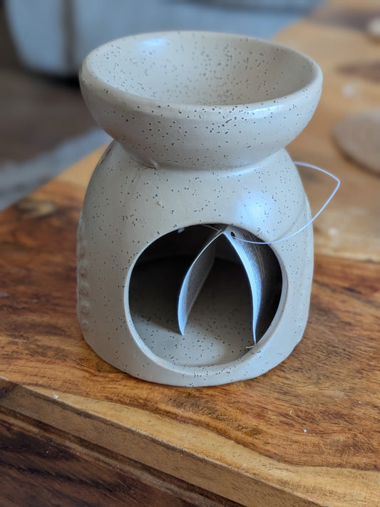Eden Stone Effect Embossed Fern Ceramic Oil Burner 10cm